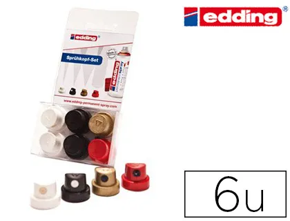 Buse spray edding peinture 5200 interchangeable coloris assortis blister 6 unités