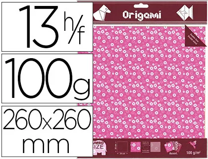 Papier pliage oz international origami 260x260mm 100g double face décor fleurs en relief coloris assortis 12f