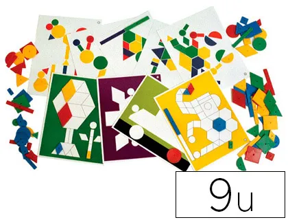 Carte logicolor recto verso 100 pièces formes géométriques coloris vifs rouge vert jaune bleu lot 9 unités