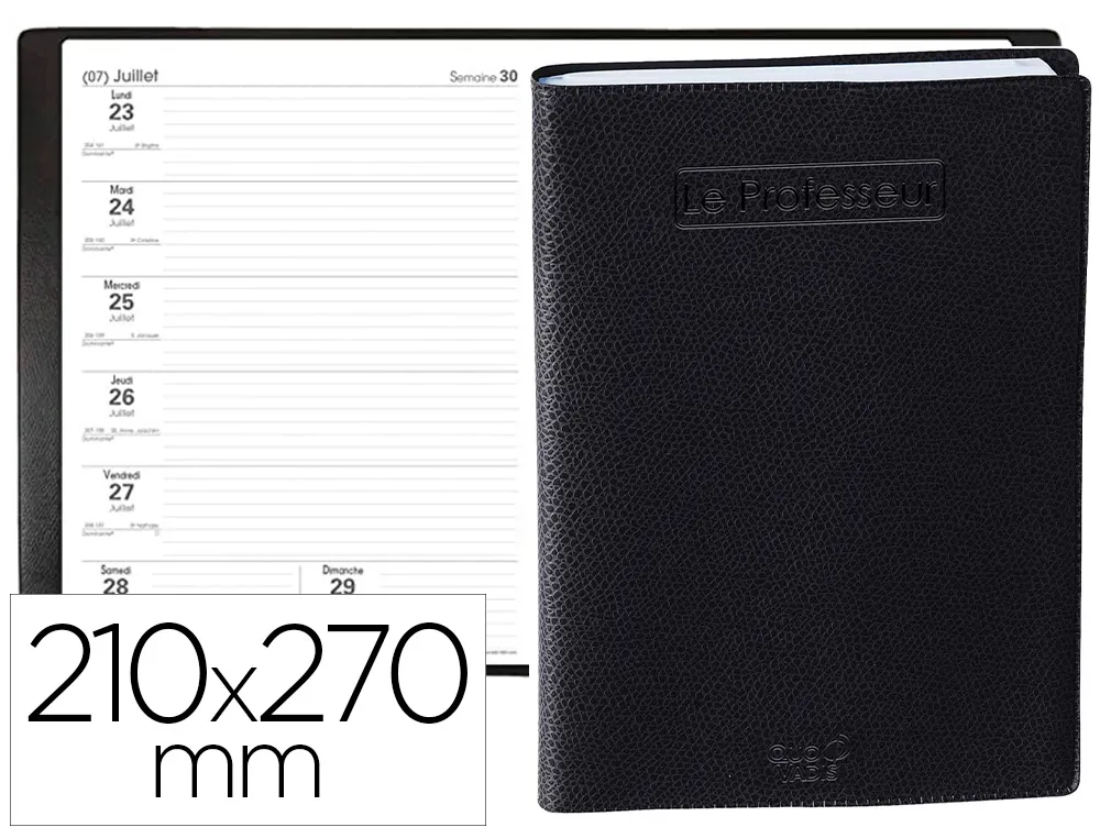 Agenda quo vadis semainier le professeur impala 21x27cm coloris noir