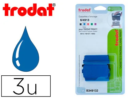 Recharge tampon trodat 4913/4913t/4953 bleu blister 3 unités