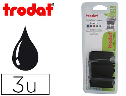 Recharge tampon trodat 4912/4912t/4952/4992 noir blister 3 unités