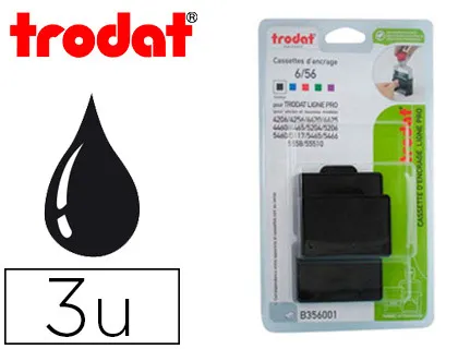 Recharge tampon trodat 5117/5204/5206/5460/5460l/5558/5558pl/5465/55510/5466pl/55510pl coloris noir blister de 3