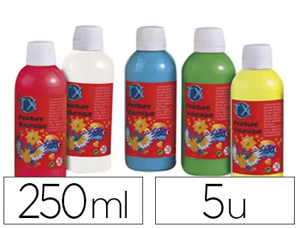 Peinture à l'eau culture club repositionnable coloris assortis lot 5 flacons 250ml + 10 stylos applicateurs offerts