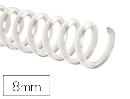 Spirale Q-Connect plastique transparent relieur pas 32 5:1 40f calibre 1.8mm diamètre 8mm boîte 100 unités