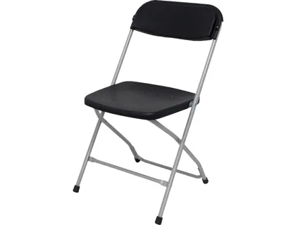 Chaise Q-Connect pliable poids supporte kg structure aluminium dossier et assise plastique coloris noir