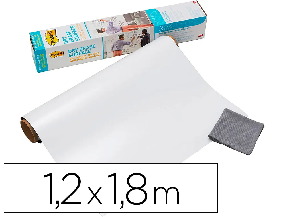 Tableau blanc post it adhesif effacable en rouleau 1,219x1,829m