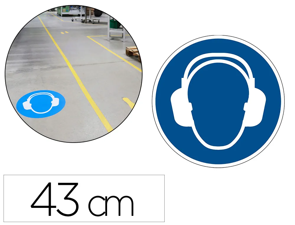 Pictogramme au sol protection auditive obligatoire durable adhesif entrepots centres distribution usines diametre