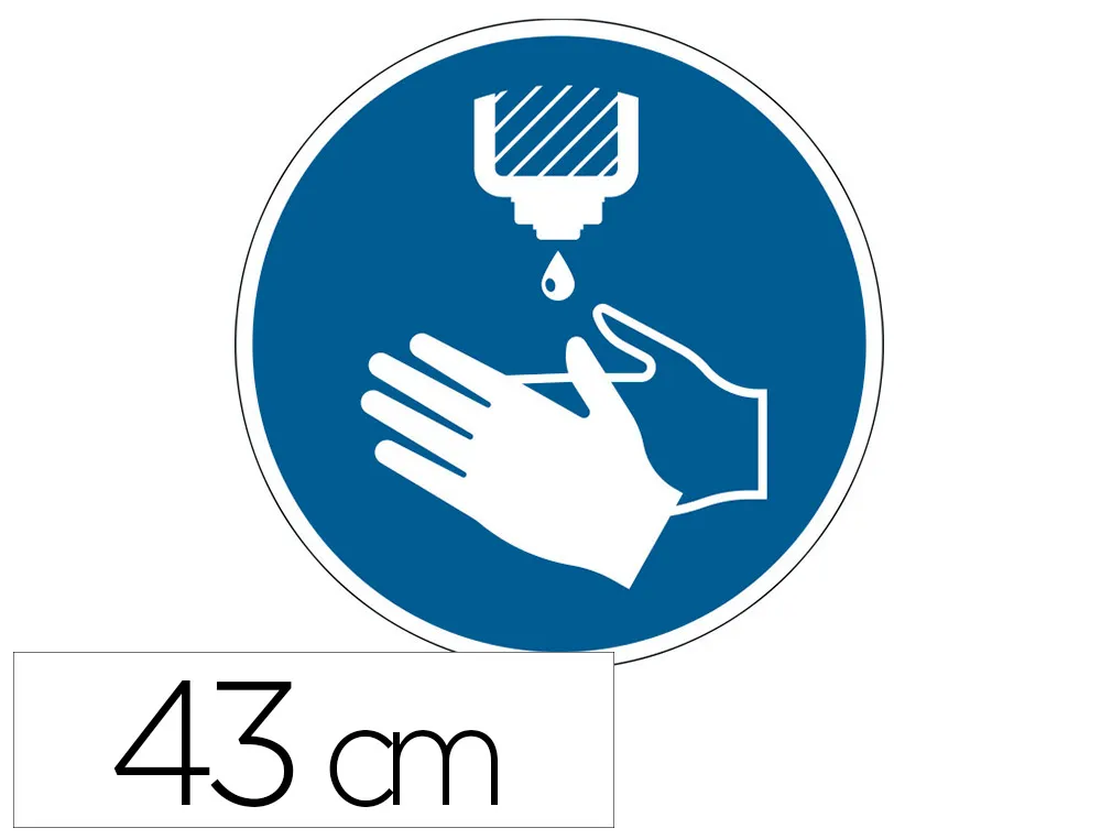 Pictogramme au sol desinfectez-vous les mains durable adhesif non permanent diametre 430mm