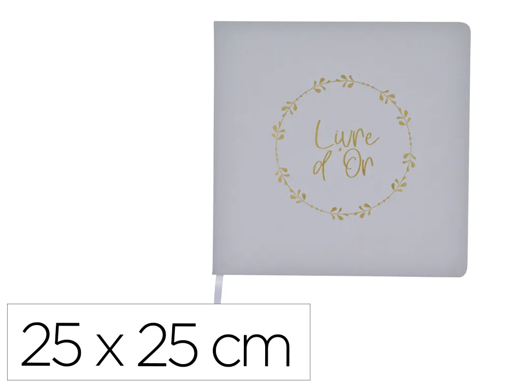 LIVRE D'OR CARPENTRAS COUVERTURE TISSU MARQUAGE CHAUD DORE 25X25CM RUBAN MARQUE-PAGE 64 PAGES DOS CARRE COL. GRIS CLAIR
