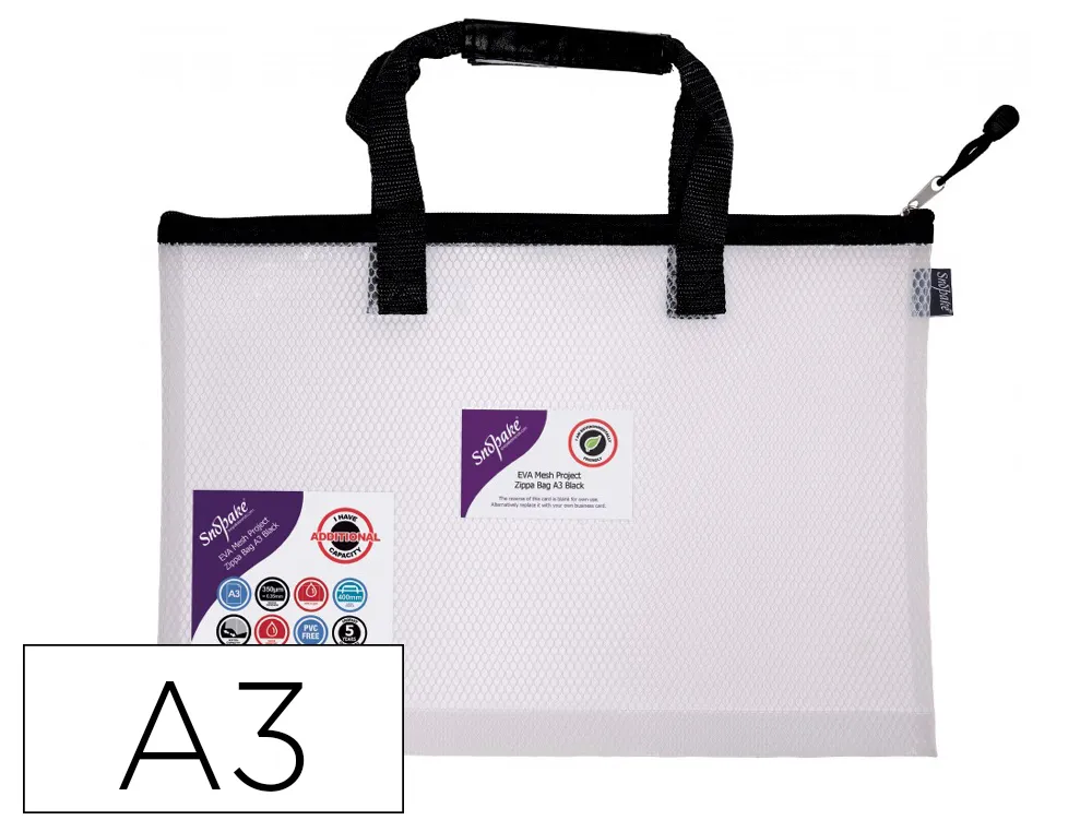 Sac zippe snopake eva mesh hc project zippa bag A3 30 microns poignee couverture surface lisse coloris anse noir