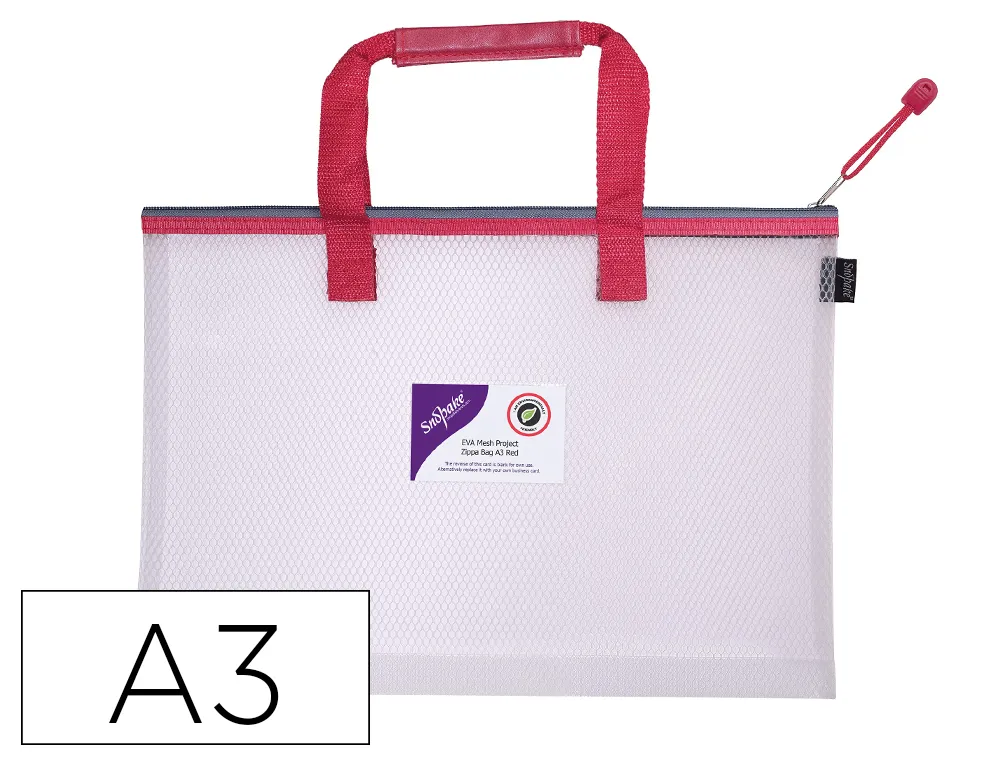 Sac zippe snopake eva mesh hc project zippa bag A3 30 microns poignee couverture surface lisse coloris anse rouge