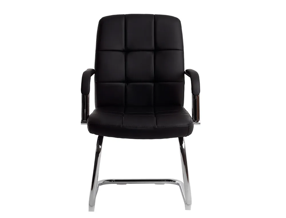 SIEGE VISITEUR Q-CONNECT PIAVE SIMILI CUIR PIEDS METAL CHROME HAUTEUR 1050MM LARGEUR 610MM PROF 680MM COLORIS NOIR