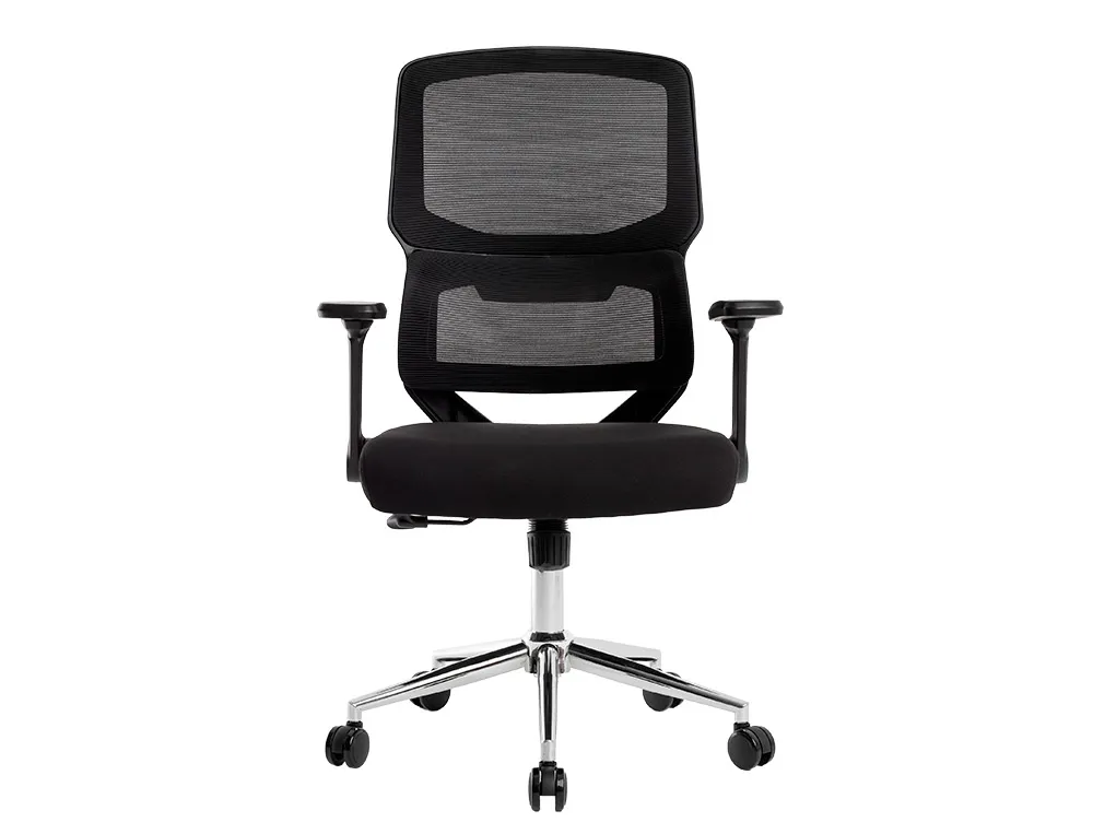 FAUTEUIL ERGONOMIQUE Q-CONNECT LUCCA MAILLE BASE METAL CHROME HAUTEUR MAX 1090MM LARGEUR 700MM PROF 650MM COLORIS NOIR