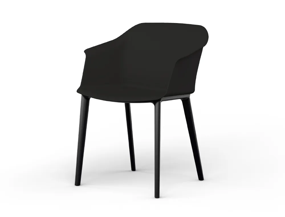 Fauteuil eol scott pp 4 pieds coniques noir patins antiderapant coque noire