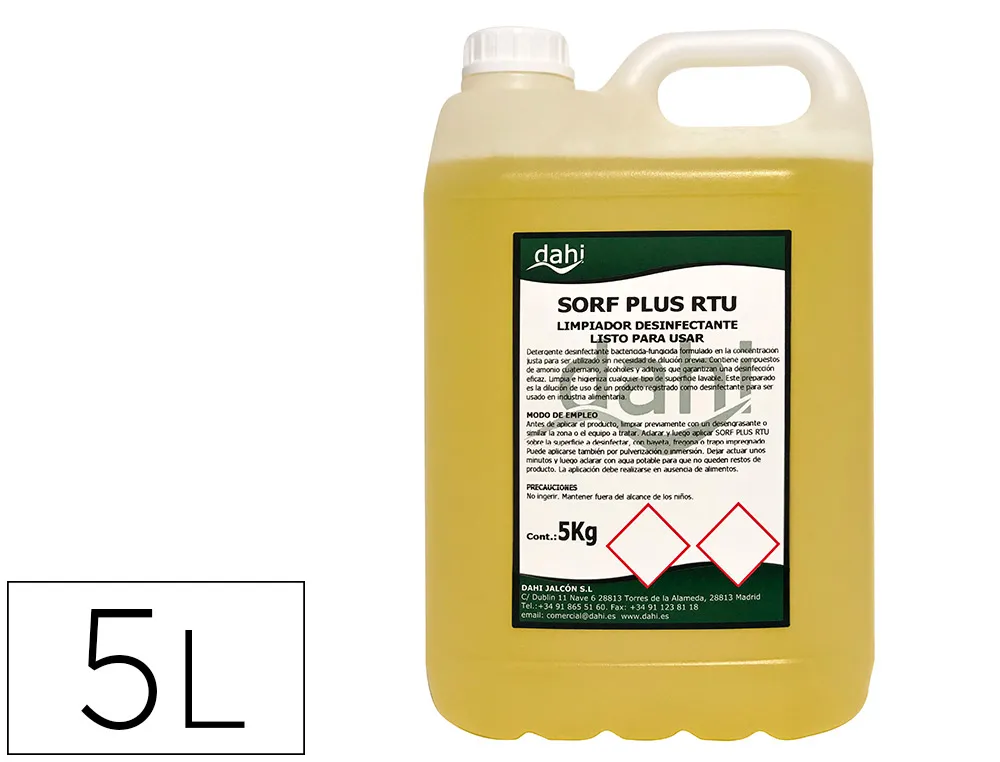 Nettoyant hygienisant desodorisant desinfectant sorf plus jaune rtu carafe de 5 litres