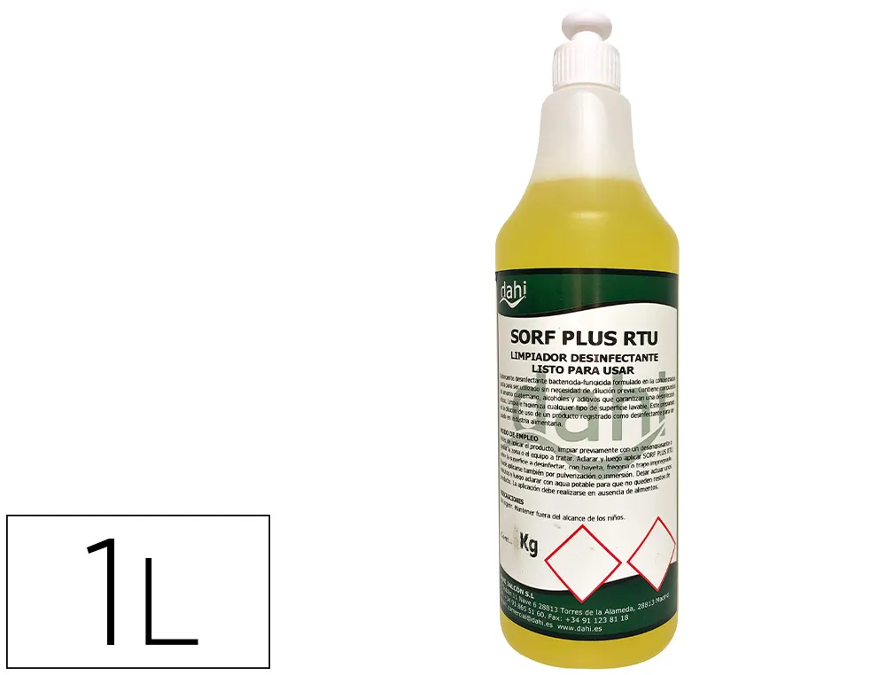 Nettoyant hygienisant desodorisant desinfectant sorf plus jaune rtu bouteille 1 litre