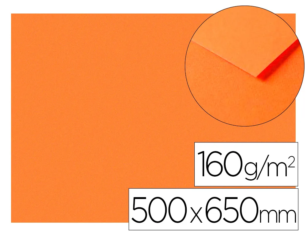 Papier dessin clairefontaine a grain 160g 1 surface grainee 1 lisse 50x65cm paquet 25f coloris orange