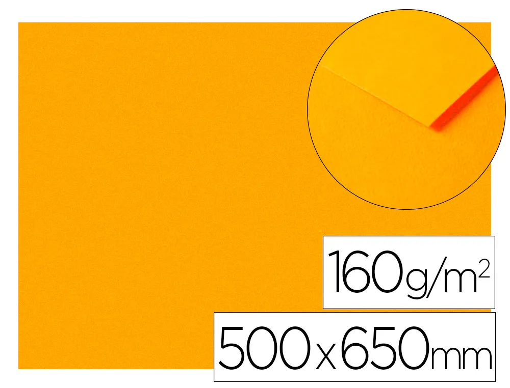 Papier dessin clairefontaine a grain 160g 1 surface grainee 1 lisse 50x65cm paquet 25f coloris orange vif
