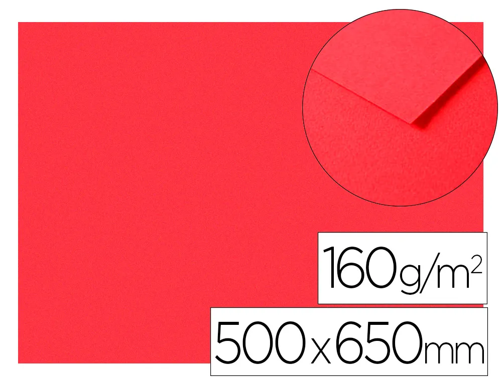 Papier dessin clairefontaine a grain 160g 1 surface grainee 1 lisse 50x65cm paquet 25f coloris coquelicot