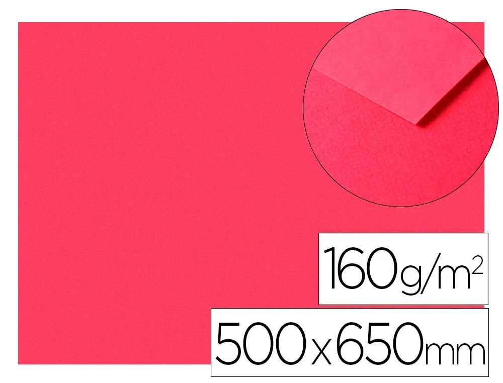 Papier dessin clairefontaine a grain 160g 1 surface grainee 1 lisse 50x65cm paquet 25f coloris rouge vif