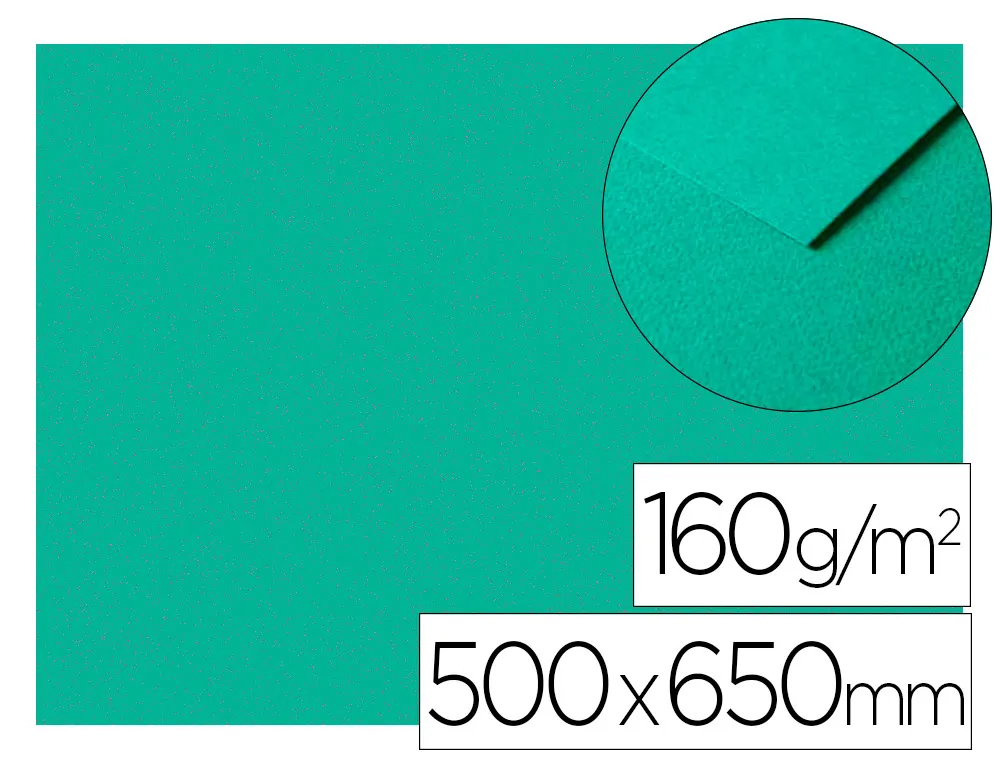 Papier dessin clairefontaine a grain 160g 1 surface grainee 1 lisse 50x65cm paquet 25f coloris vert fonce