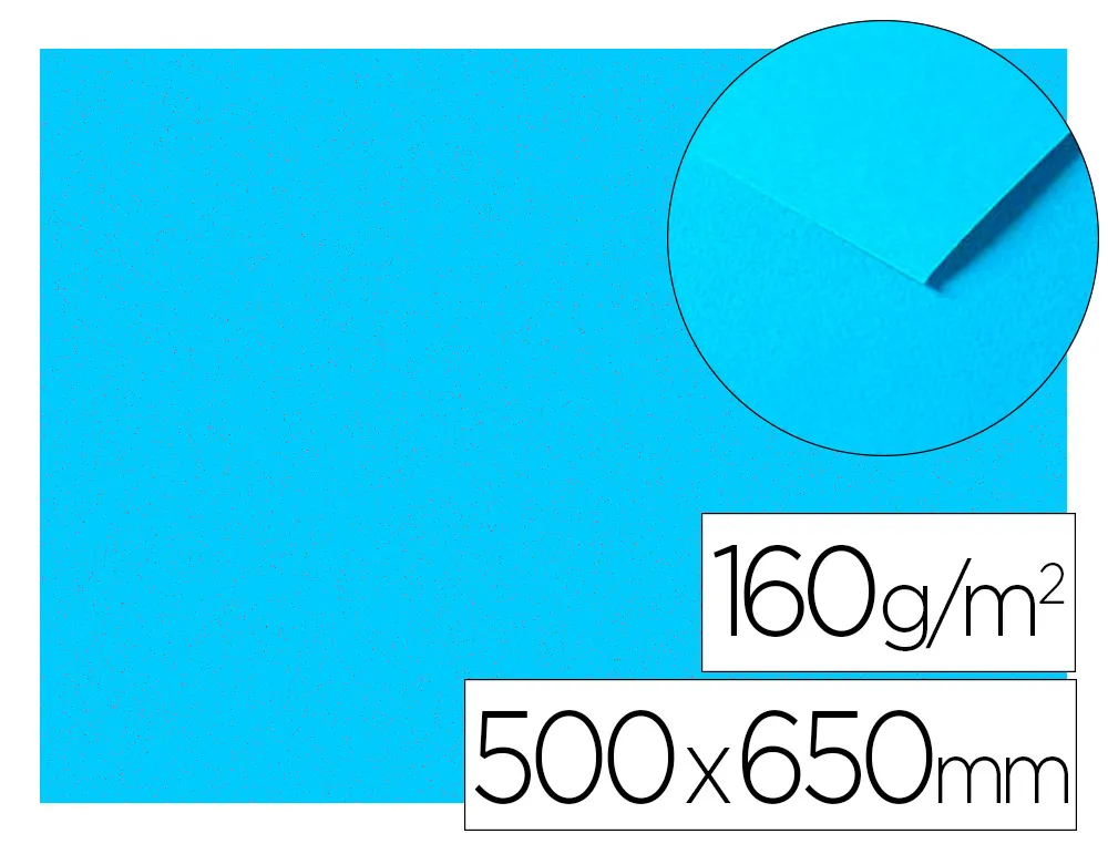 Papier dessin clairefontaine a grain 160g 1 surface grainee 1 lisse 50x65cm paquet 25f coloris turquoise