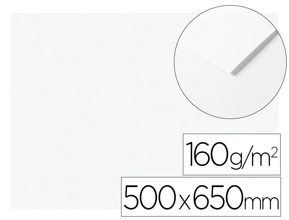 Papier dessin clairefontaine a grain 160g 1 surface grainee 1 lisse 50x65cm paquet 25f coloris blanc