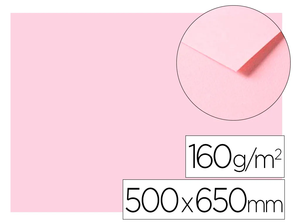 Papier dessin clairefontaine a grain 160g 1 surface grainee 1 lisse 50x65cm paquet 25f coloris rose pale