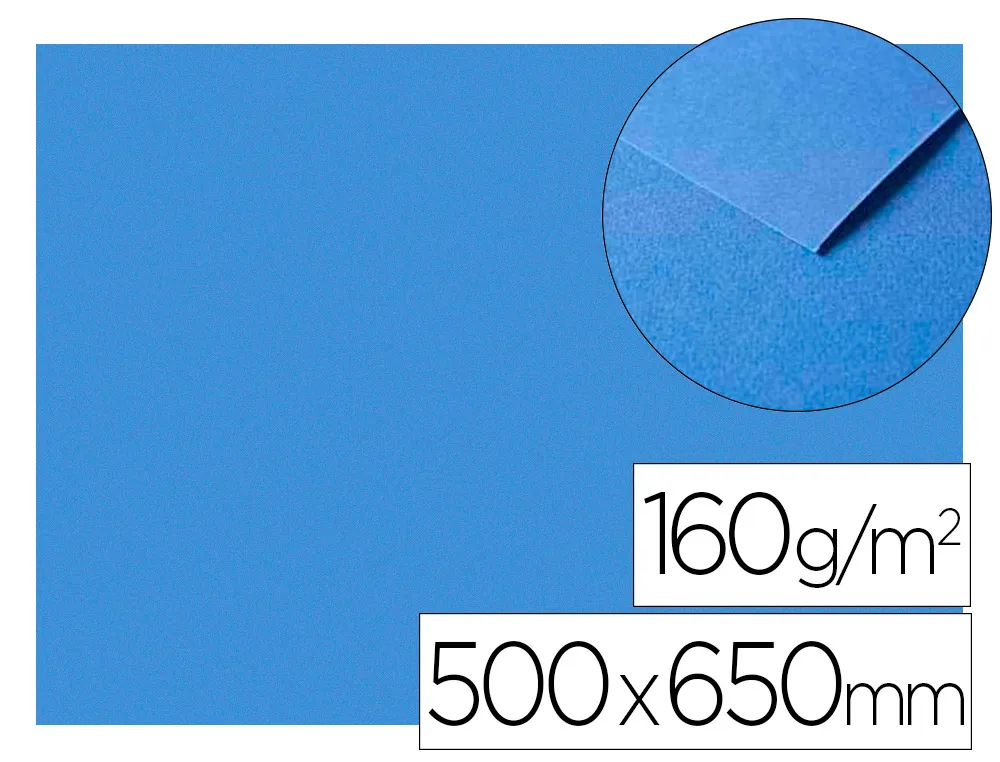 Papier dessin clairefontaine a grain 160g 1 surface grainee 1 lisse 50x65cm paquet 25f coloris bleu marine