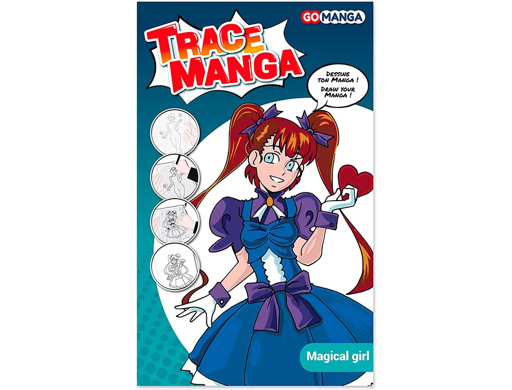 Trace-manga go manga 2 pochoirs silhouette a tracer tenue vestimentaire et accessoires modele fille magicienne GM42502