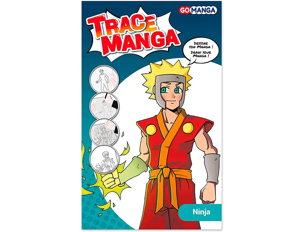 Trace-manga go manga 2 pochoirs silhouette a tracer tenue vestimentaire et accessoires modele garcon ninja GM42504