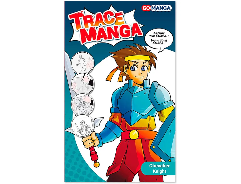 Trace-manga go manga 2 pochoirs silhouette a tracer tenue vestimentaire et accessoires modele garcon chevalier GM42505