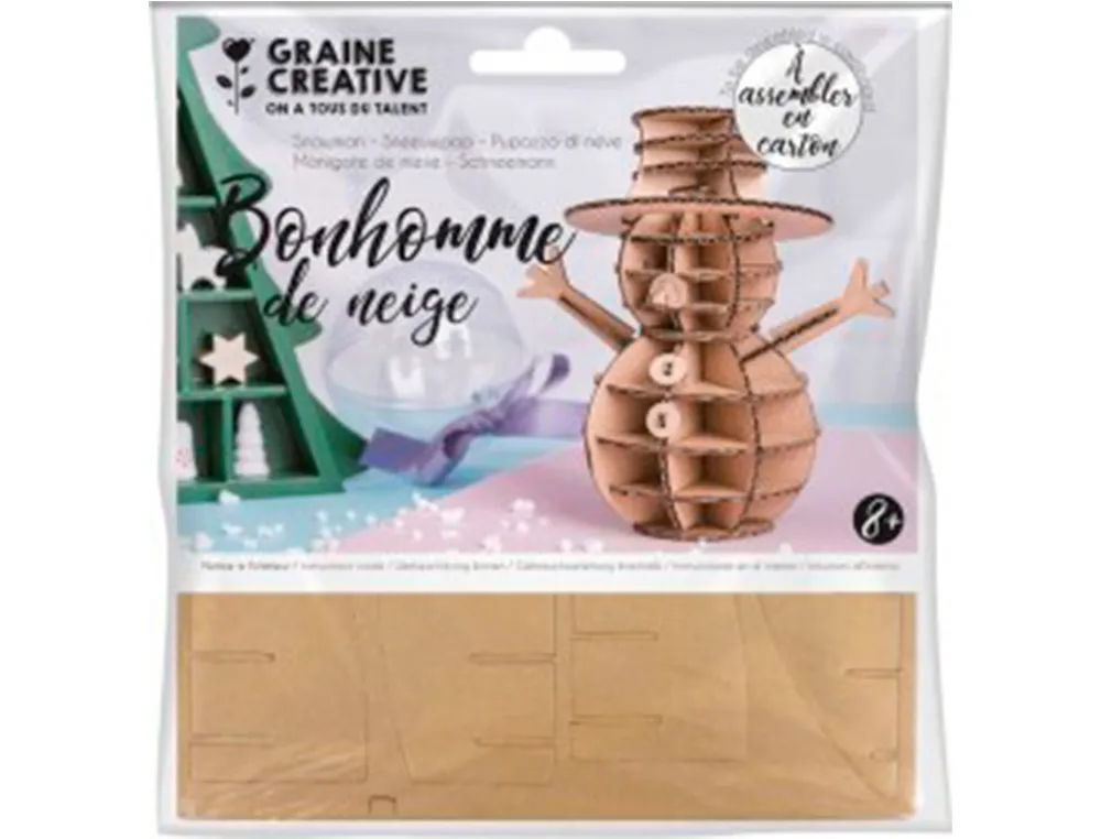 Maquette bonhomme de neige graine creative carton a asssembler decorer personnaliser 150x150mm