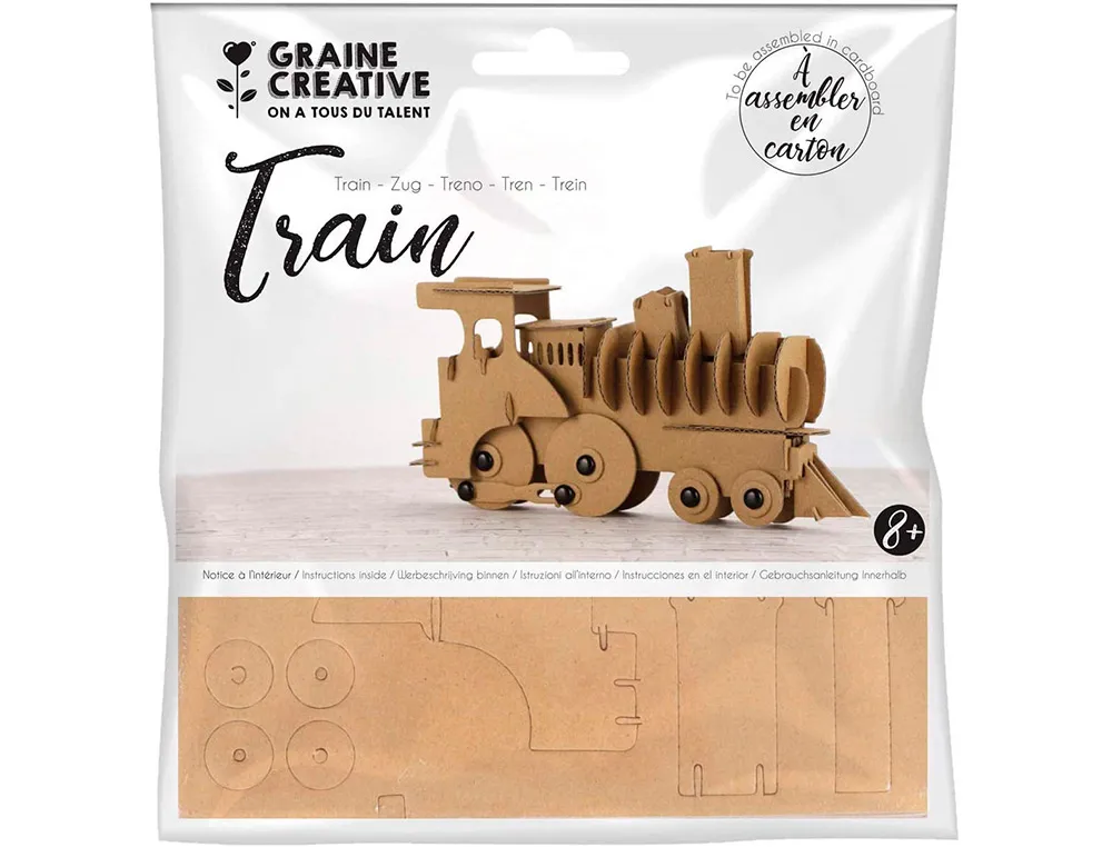 Maquette train graine creative carton a assembler decorer personnaliser 190x110x40mm