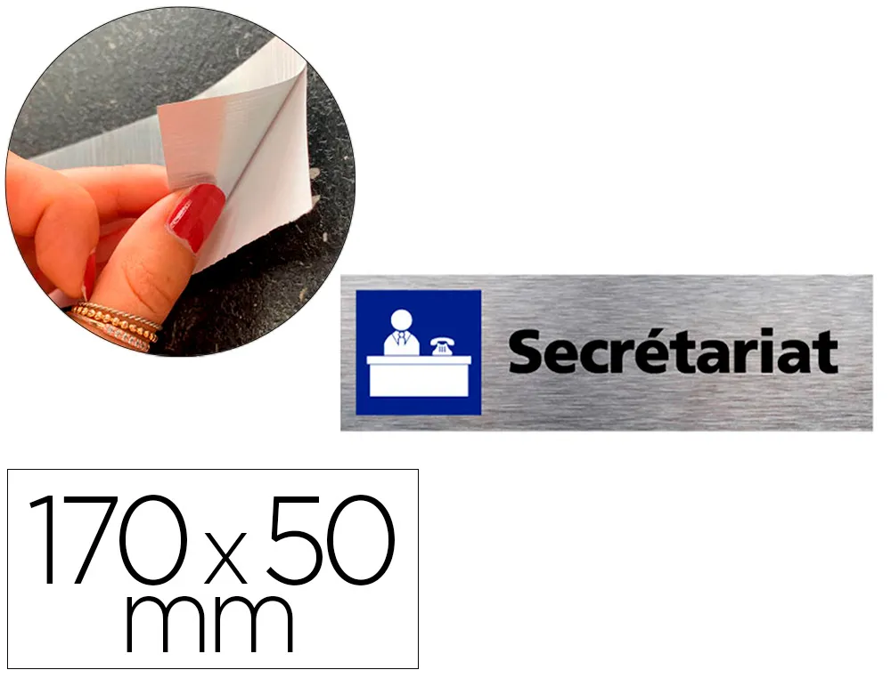 Plaque de porte secretariat signaletique biz avec pictogramme en aluminium brosse double face