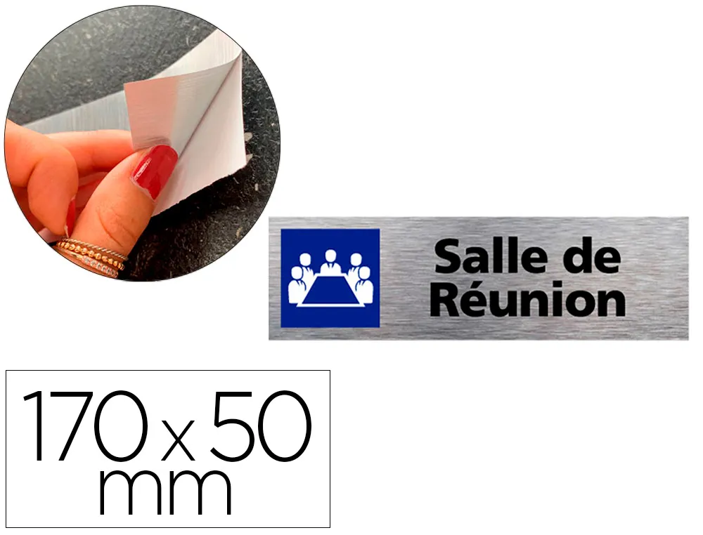 Plaque de porte salle de reunion signaletique biz pictogramme en aluminium brosse double face