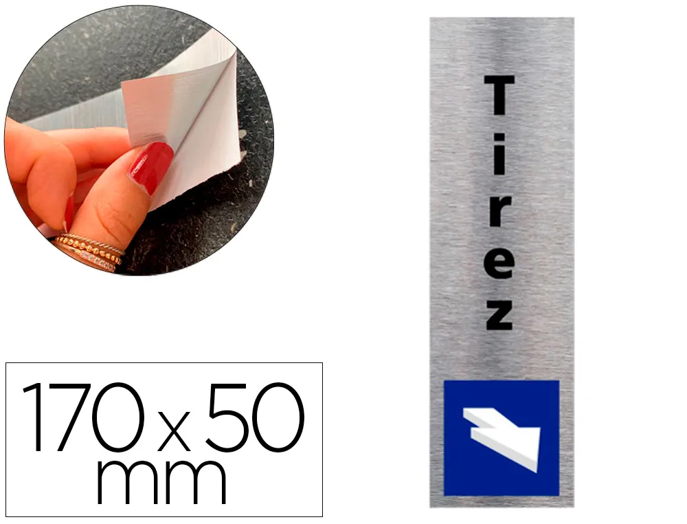 Plaque de porte tirez signaletique biz avec pictogramme sens ouverture aluminium double face