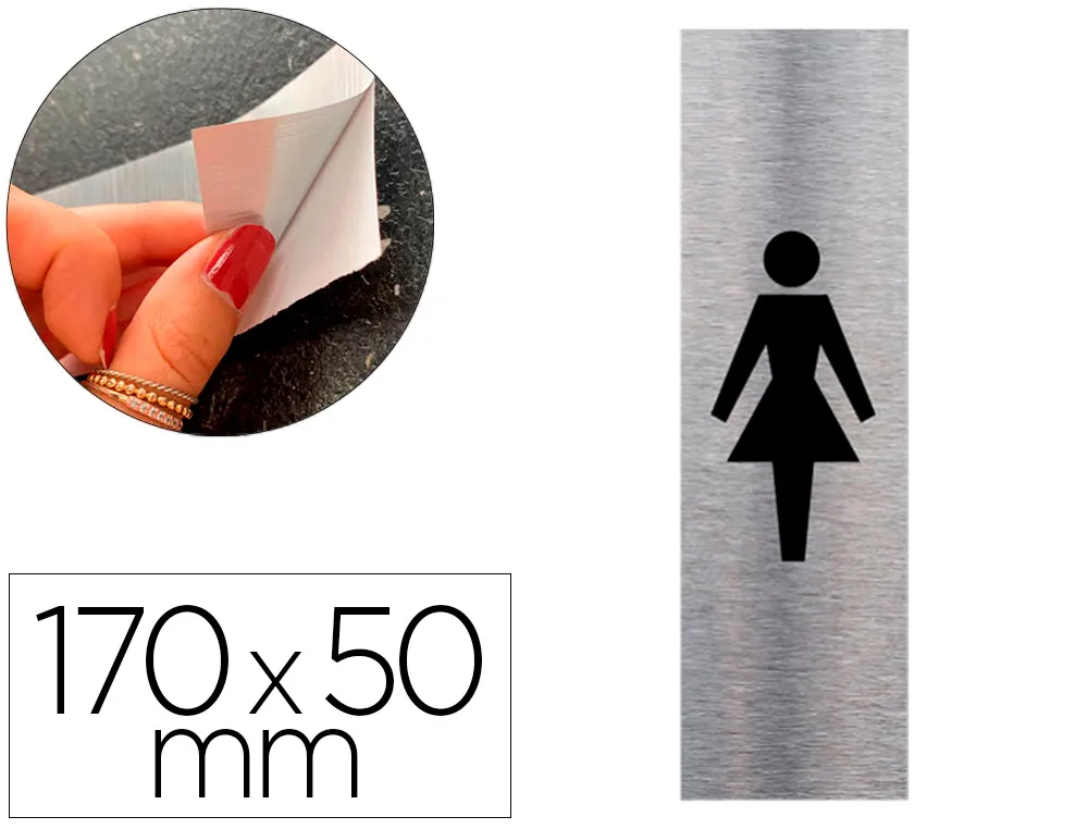 Plaque de porte toilettes femme signaletique biz pictogramme vertical aluminium brosse autocollant