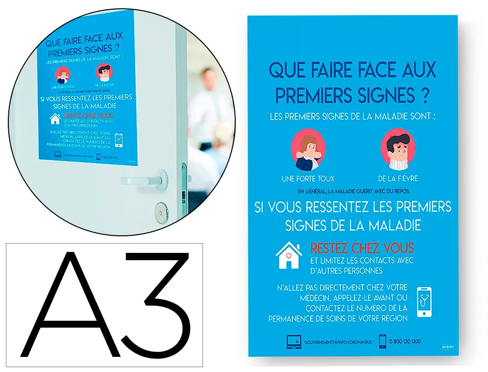 Affiches adhesives avery amovibles symptome A3