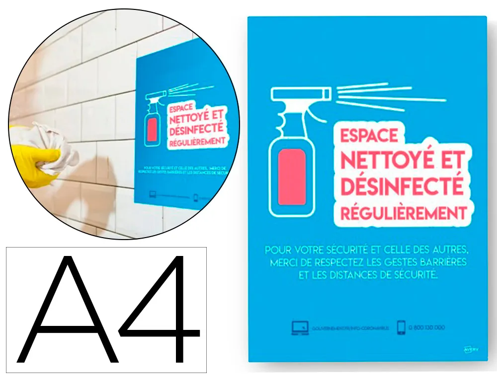 Affiches adhesives avery amovible espace nettoy A4