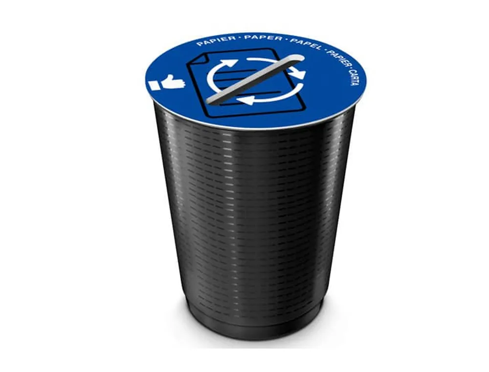 Couvercle cep tri selectif papier adaptable sur maxi corbeille ouverture centrale coloris bleu