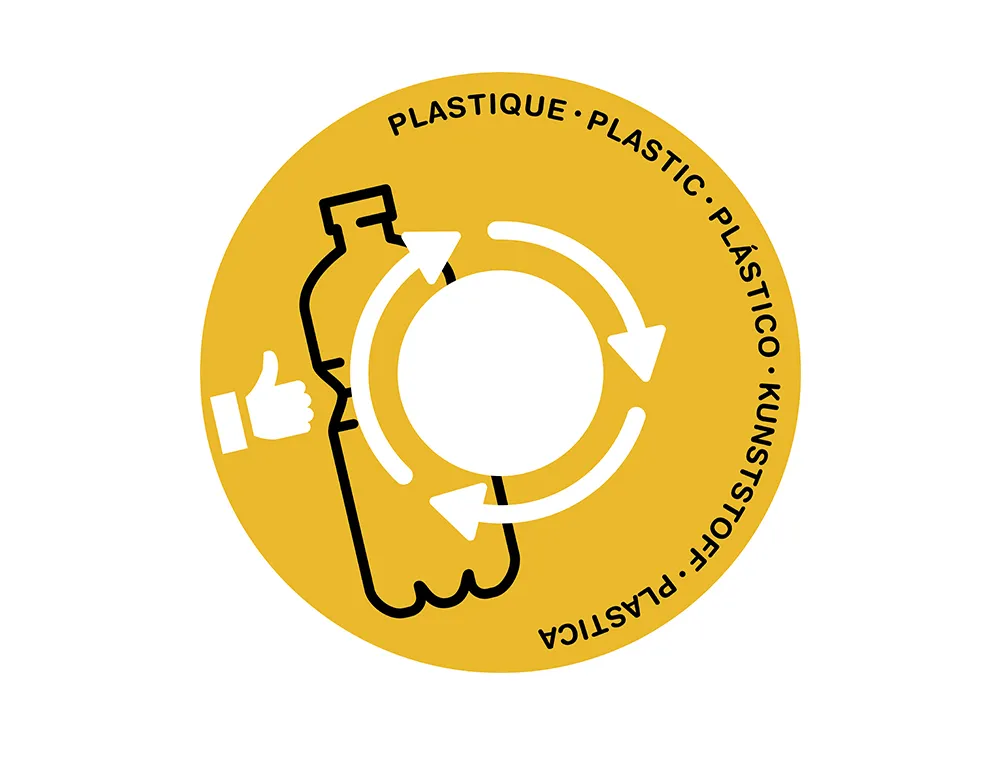 Couvercle cep tri selectif plastique adaptable sur maxi corbeille ouverture centrale coloris jaune