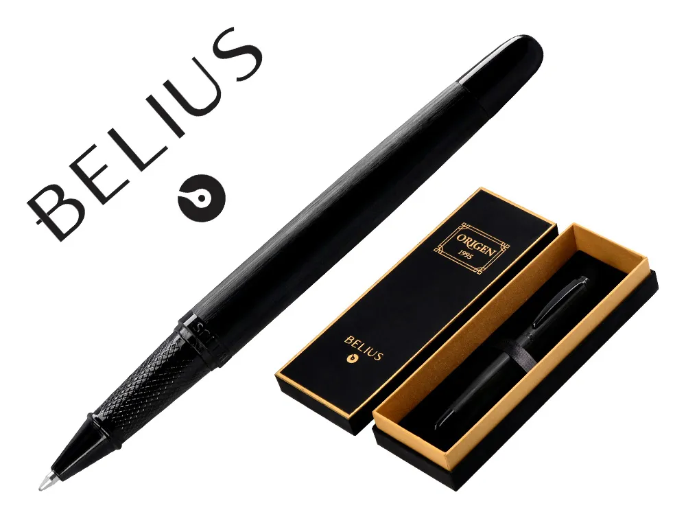 Roller belius origen aluminium brosse encre noire coloris noir dans coffret cadeau