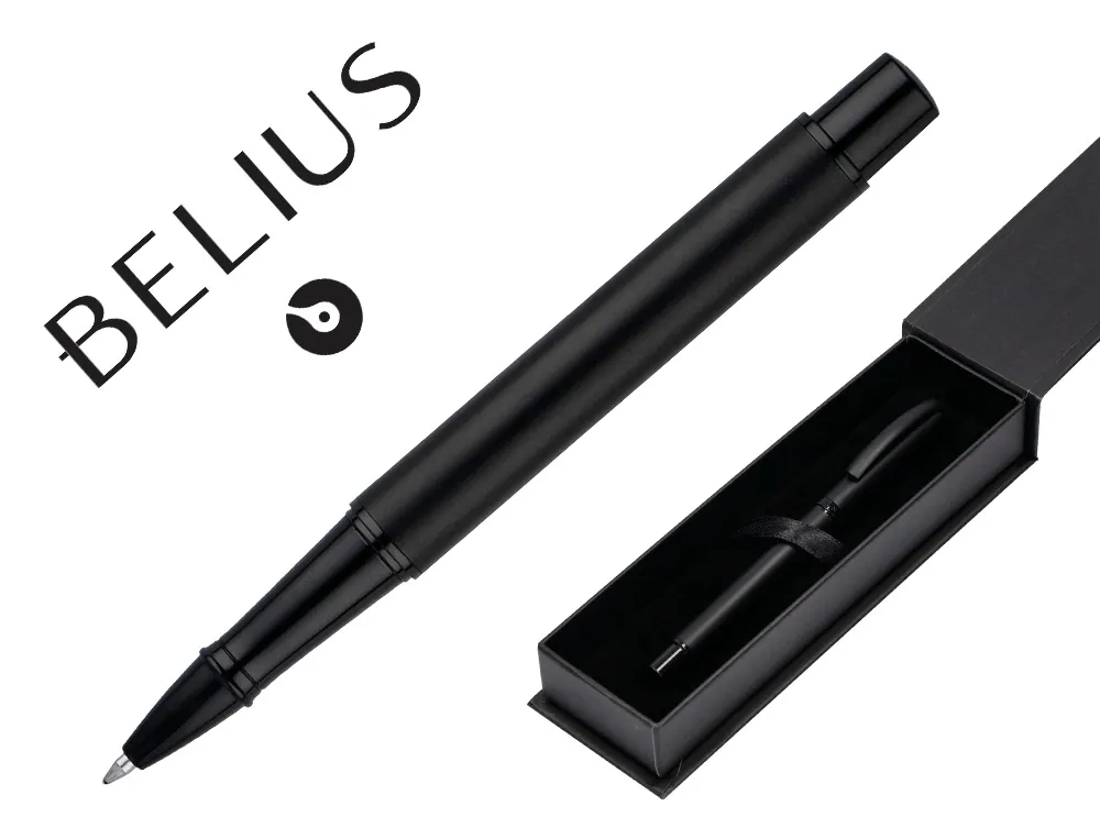 Roller belius turbo monochrome aluminium texture pointillee encre noire coloris noir dans coffret cadeau