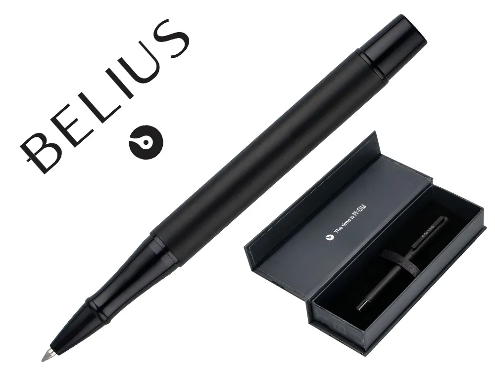 Roller belius unstoppable monochrome aluminium encre noire coloris noir dans coffret cadeau
