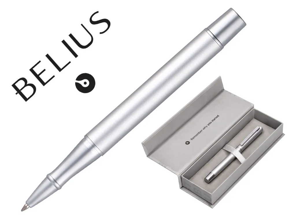 Roller belius unstoppable monochrome aluminium encre noire coloris argent dans coffret cadeau