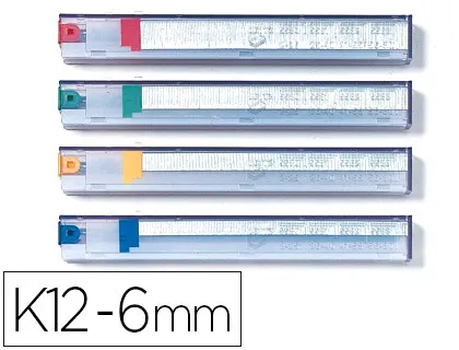 Cassette d'agrafes rapid k6 6mm pour agrafeuse 5551 capacité agrafage 25 feuilles 1050 unités bte de 5u