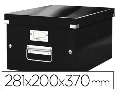 Boîte archives esselte click&store wow polypropylène laminé 281x200x370mm format medium poignée transport coloris noir