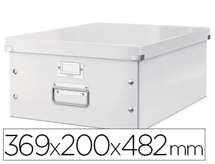 Boîte archives esselte click&store wow polypropylène laminé 369x200x482mm format large poignée transport coloris blanc